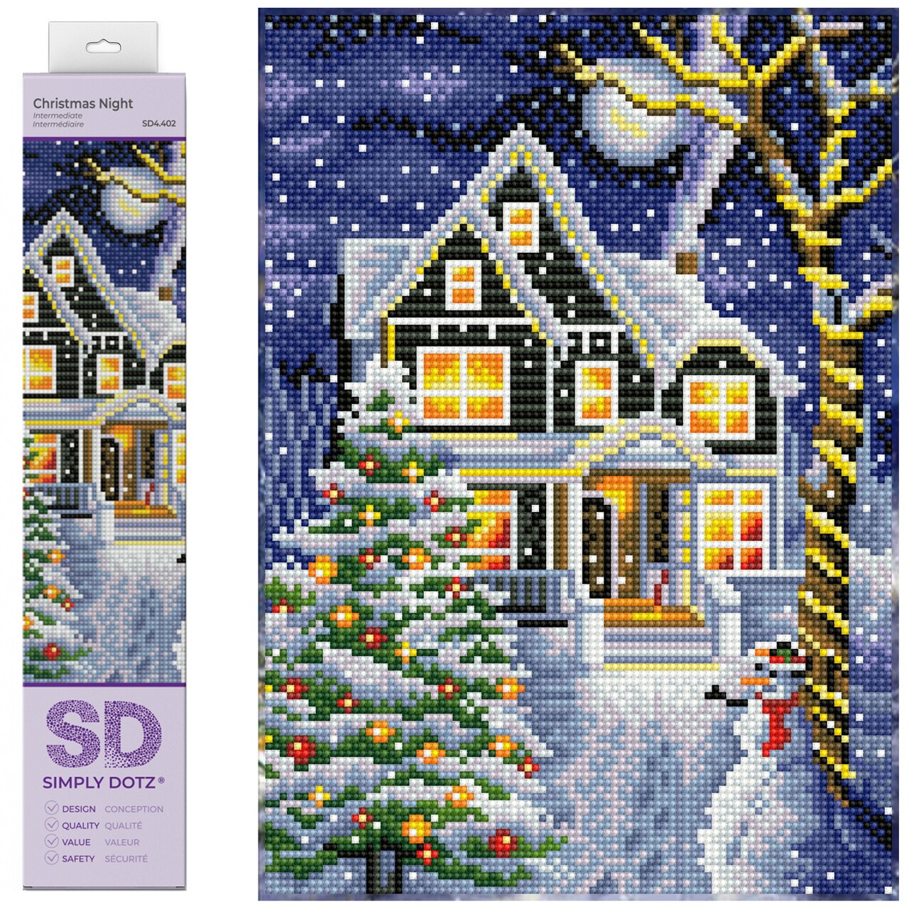 Diamond Dotz Kits - Christmas Night, Full Drill, Round Dotz, Diamond Painting Kits, Diamond Art Kits for Adults, Gem Art, Diamond Art, Diamond Dotz Kits, 13.8"x9.8"